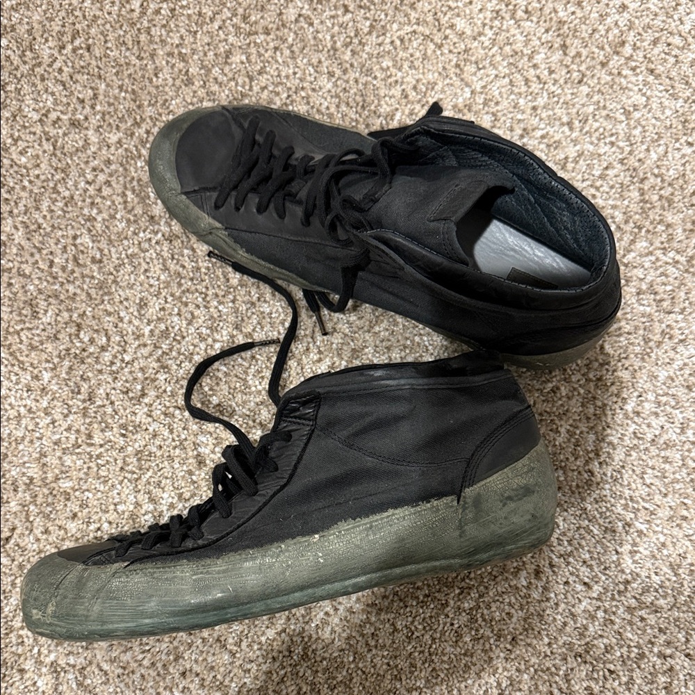 Men's Black High-Top Canvas Sneakers with Washed Gray Sole